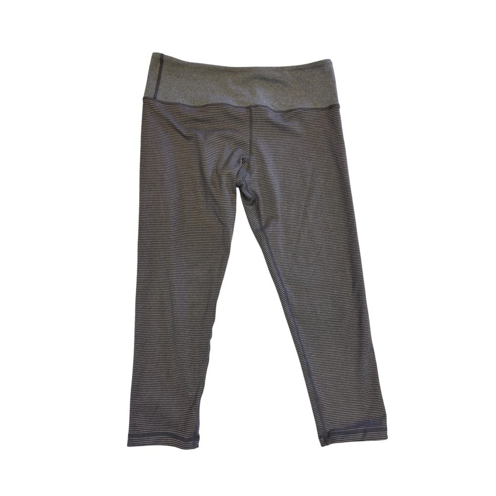 Vuori Womens Large Grey Striped Cropped Yoga Leggings Activewear Pants
